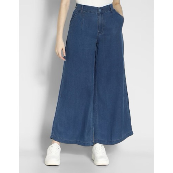 American Eagle Blue High Rise Wide Leg Lyocell Trouser - Picture 1 of 9
